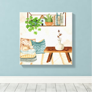 Toile Salon bohème cosy Art aquarelle