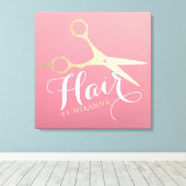 Toile Salon de maquillage moderne ciseaux d'or rose (Insitu (Plancher de Bois))