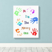 Toile Salut, je suis The Messy One - Paint Handprints (Insitu (Plancher de Bois))