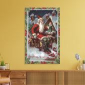 Toile Salutation de Noël Père Noël sur Sleigh (Insitu(Salon))