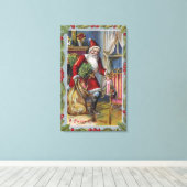 Toile Salutation de NoëlPère Noël avec cadeauxHolly (Insitu (Plancher de Bois))
