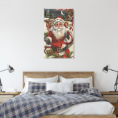 Toile Salutation de NoëlPère Noël avec Cerfs et Enfants (Insitu(Chambre))