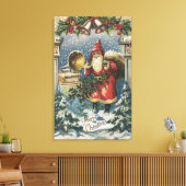 Toile Salutation de NoëlPère Noël et Joueur de disques (Insitu(Salon))