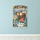 Toile Salutation de NoëlPère Noël et Joueur de disques (Insitu (Plancher de Bois))