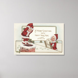 Toile Salutation de NoëlPetits enfantsChimney