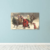 Toile Salutation de NoëlSanta et Sleigh (Insitu (Plancher de Bois))