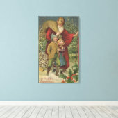 Toile Salutation de NoëlSanta Marcher avec les enfants (Insitu (Plancher de Bois))