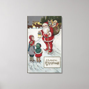 Toile Salutation de NoëlSanta Parler aux enfants