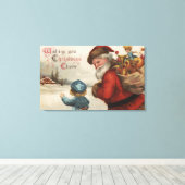 Toile Salutation de NoëlSanta Parler avec un garçon (Insitu (Plancher de Bois))