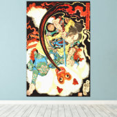 Toile Samouraï japonais combattant un singe (Insitu (Plancher de Bois))