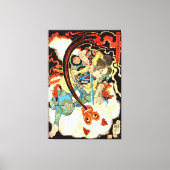 Toile Samouraï japonais combattant un singe (Recto)