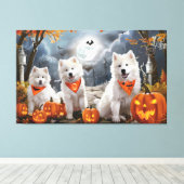 Toile Samoyed Halloween Épouvantable (Insitu (Plancher de Bois))