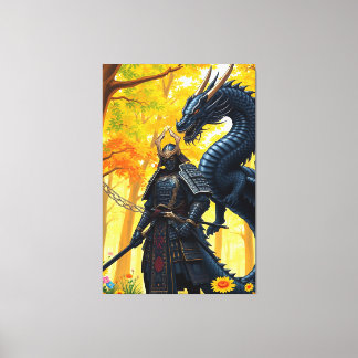 Toile Samurai avec Dragon