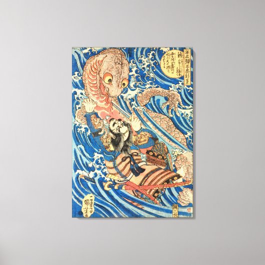 Toile Samurai japonais combattant la salamandre (Recto)