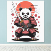 Toile Samurai Panda  Bear Stretched Canvas Print (Insitu (Plancher de Bois))