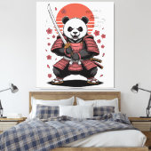 Toile Samurai Panda  Bear Stretched Canvas Print (Insitu(Chambre))