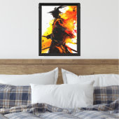 Toile Samurai Warrior Abstrait Ink Explosion Art (Insitu(Chambre))