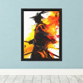Toile Samurai Warrior Abstrait Ink Explosion Art (Insitu (Plancher de Bois))