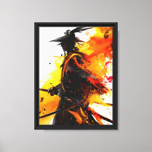 Toile Samurai Warrior Abstrait Ink Explosion Art