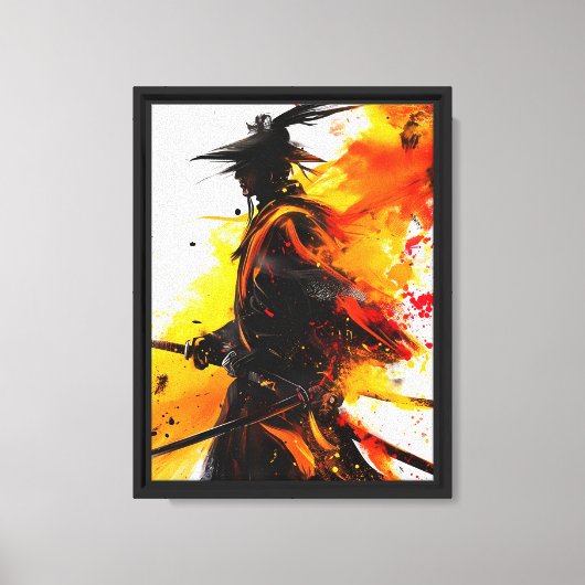 Toile Samurai Warrior Abstrait Ink Explosion Art (Recto)