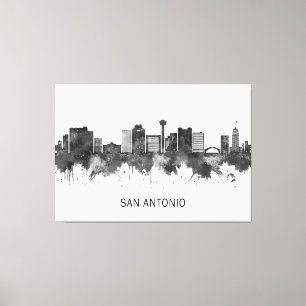 Toile San Antonio Texas Skyline BW