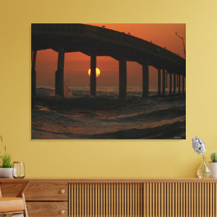 Toile San Diego California Sunset Ocean Beach Pier