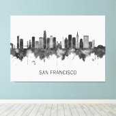 Toile San Francisco California Skyline BW (Insitu (Plancher de Bois))