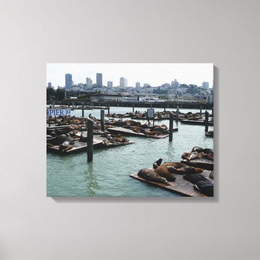 Toile San Francisco et Pier 39 Sea Lions City Skyline (Recto)