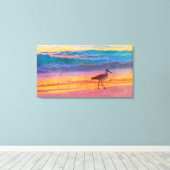 Toile Sandpiper de plage au coucher du soleil (Insitu (Plancher de Bois))