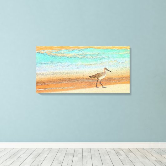 Toile Sandpiper sur la plage (Insitu (Plancher de Bois))