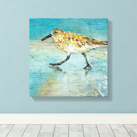 Toile Sandpiper Wading Shorbird Patiné Look Canvas (Insitu (Plancher de Bois))
