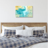 Toile Sandy Brown Ocean Blue Fluid Art (Insitu(Chambre))