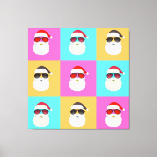 Toile Santa Claus modern neon multicolor photo collage