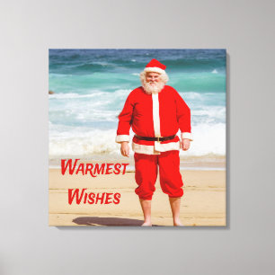 Toile Santa Clause sur la plage les plus chauds souhaits