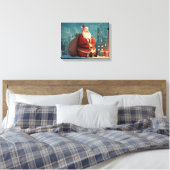 Toile Santa Taking a Rooftop Break – Cozy Christmas Nigh (Insitu(Chambre))