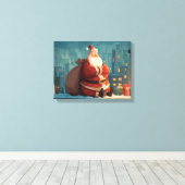Toile Santa Taking a Rooftop Break – Cozy Christmas Nigh (Insitu (Plancher de Bois))