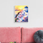 Toile Santorin, Grèce | Coucher de soleil sur la côte à (Insitu(Salon))