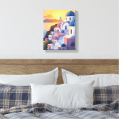 Toile Santorin, Grèce | Coucher de soleil sur la côte à (Insitu(Chambre))