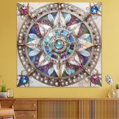 Toile Saphirs roses et bleus Diamants Perles Mandala (Insitu(Salon))