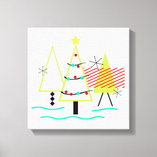 Toile sapins de noël rétro modernes du milieu du siècle
