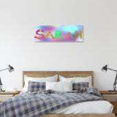 Toile SARAH Girl's Name Cute Letters Design Blue (Insitu(Chambre))