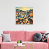 Toile Sarajevo Riverside Bazaar Scene Canvas Art (Insitu(Salon))