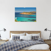 Toile Sardaigne bleu clair mer & ciel avec bateaux et fa (Insitu(Chambre))