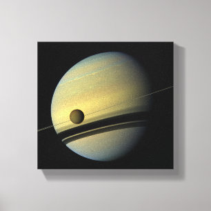 Toile Saturn et photo de l'espace de Cassini de titan