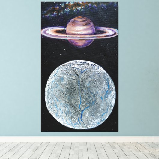 Toile Saturne et Encelade (Insitu (Plancher de Bois))