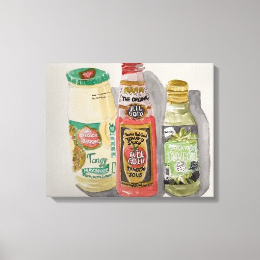 Toile Sauce tomate aquarelle, Maya et huile d'olive (Recto)