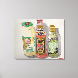 Toile Sauce tomate aquarelle, Maya et huile d'olive
