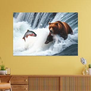 Toile Saumon de prise d'ours grizzli