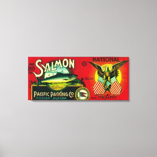 Toile Saumon national Can LabelKodiak, AK (Recto)