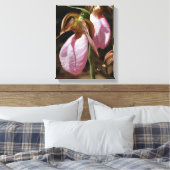 Toile Sauvage rose Lady Slipper Orchid Pair Fermer (Insitu(Chambre))
